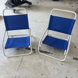 Blue Metal Beach Chairs