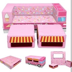 Brand New In The Box- Kids Couch Sofa Toddler Modular Couch for Bedroom Playroom, Fold Out Couch Sofa Set for Imaginative Boy Girl, Convertible Toddle
