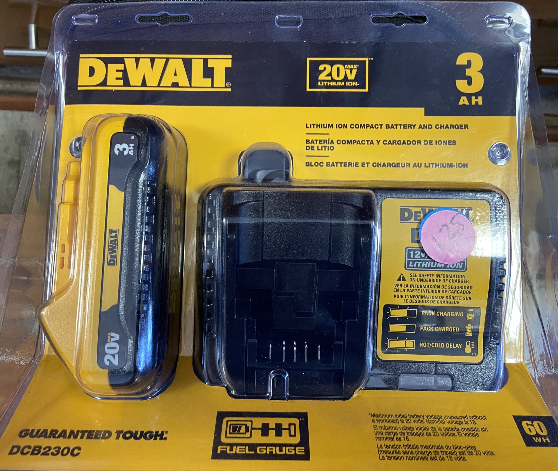 DeWalt 20v 3AH Lithium Battery & Charger