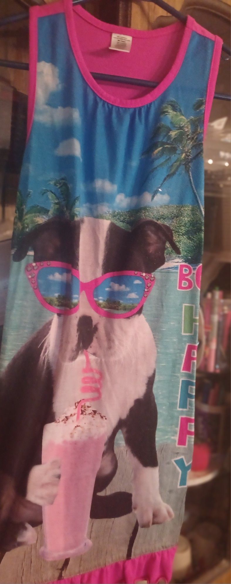 Adorable Puppy With Sunglasses On Nightgown