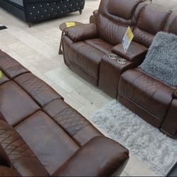 Santiago Brown Loveseat And Sofa Set Only $999!