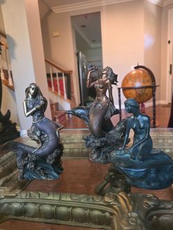 Lot of 3 Heavy Mermaid Statues/Sculptures
