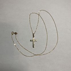 18k dainty necklace 10k cross pendant