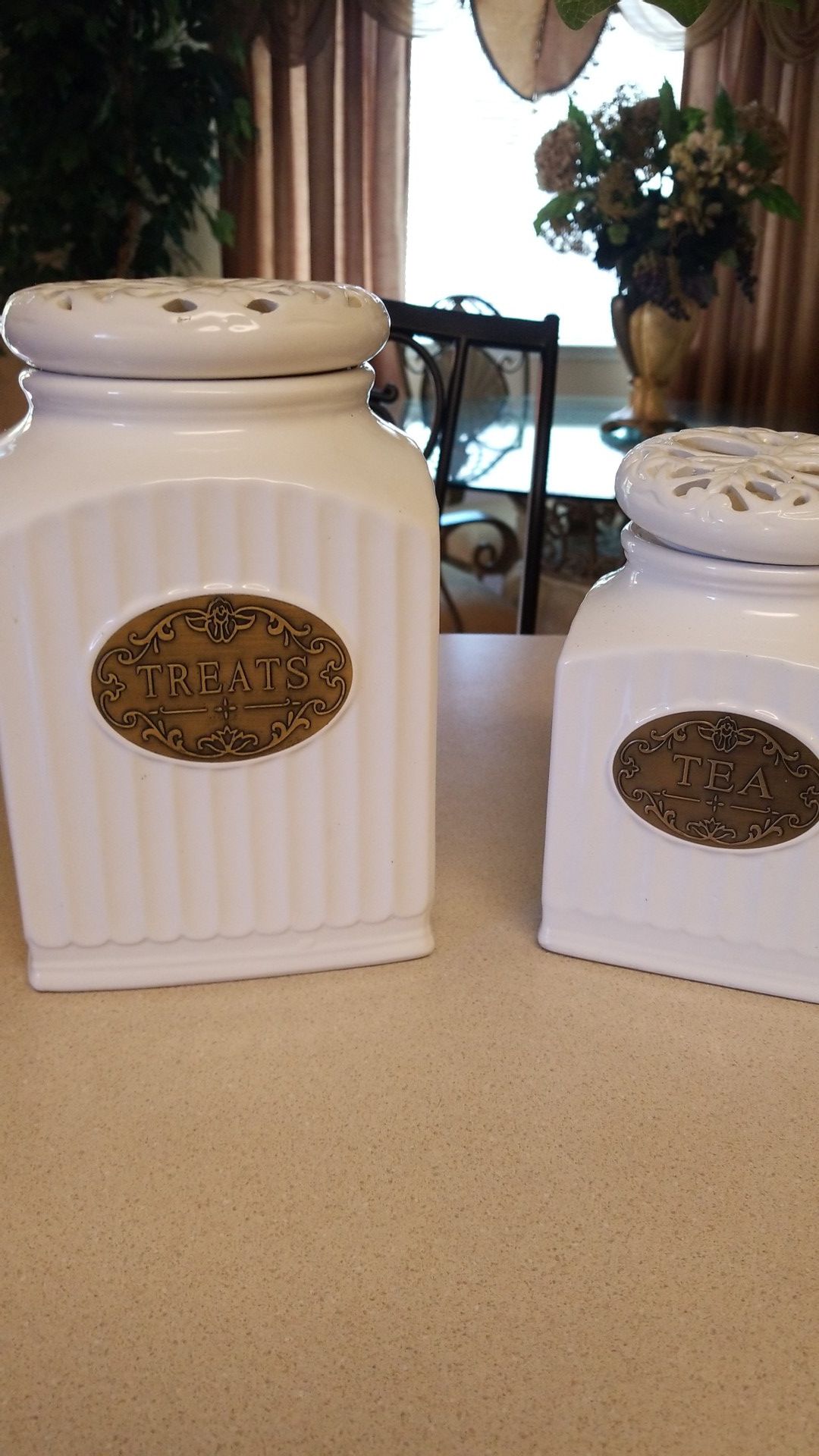 Canister canisters treat dog tea kitchen home tuscan