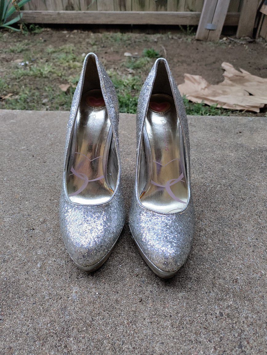 Silver Glitter High Heels
