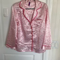 Pink Hearts Silk Pajama Set (L)