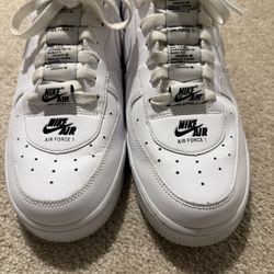 White Nike Air Force 1s ( Multiple Logos)-Size 8.5