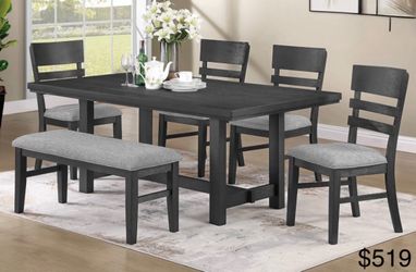 Dining table set with bench