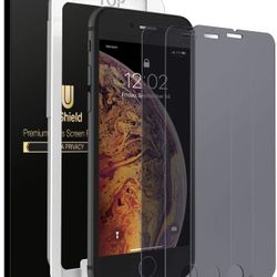 Privacy Screen Protector for iPhone 8 Plus, iPhone 7 Plus - 3 Pack (w/Installation Frame) Tempered Glass Screen Protector Compatible with iPhone 8 Plu