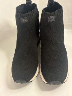 Michael Kors Skyler Black Stretch-Knit Sock Sneaker Wedge Booties