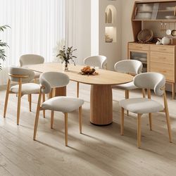 Dining Chairs Set of 4 for Kitchen Dining Table Mid Century Modern Farmhouse Upholstered Linen Dining Room Chairs with Metal Legs, Original Beige