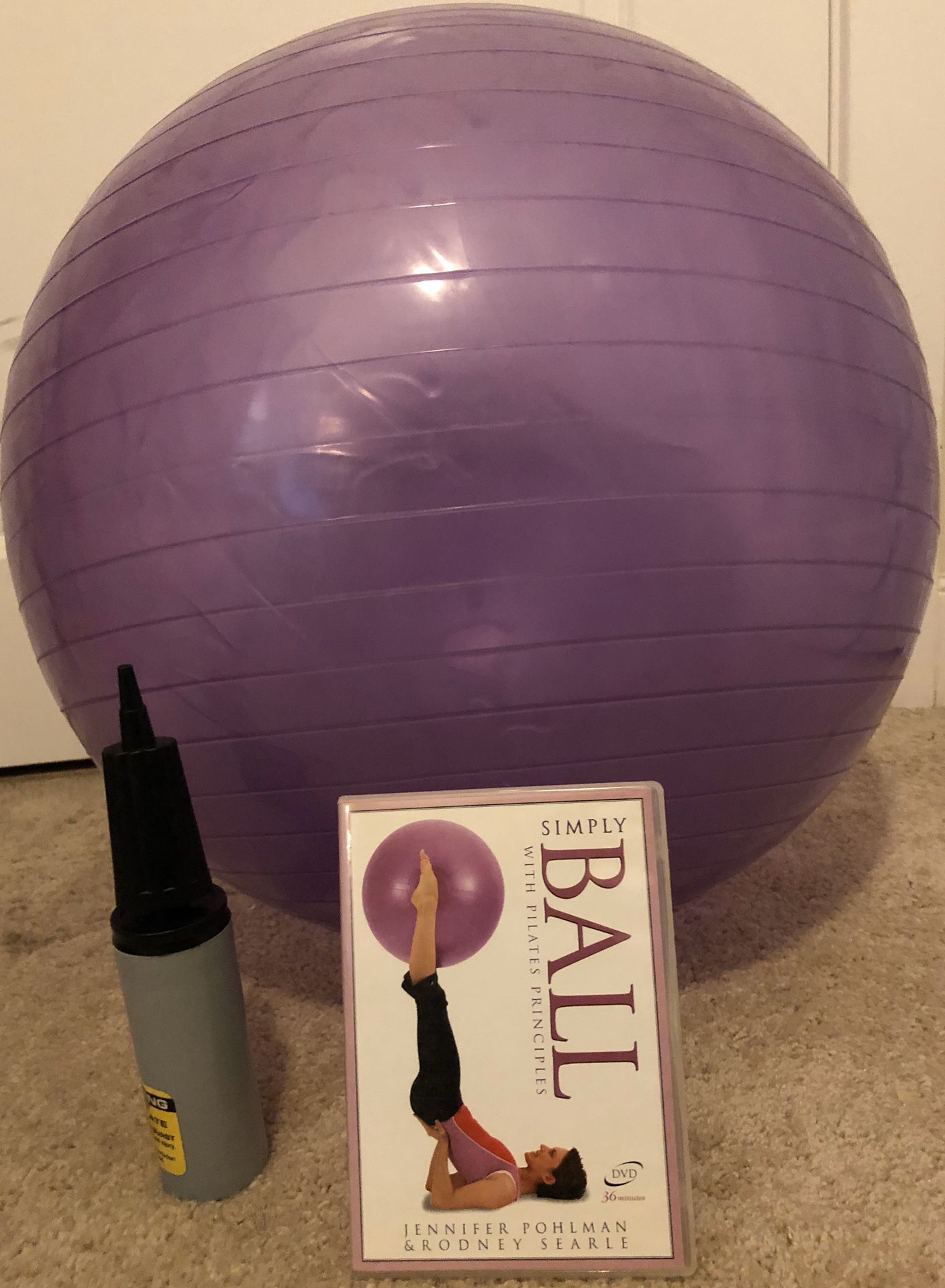 Simply ball Pilates DVD with ball and air pump