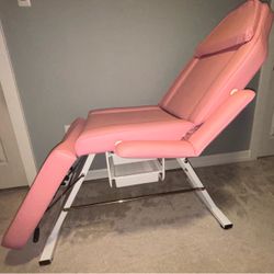 Pink Salon Esthetic Chair with Rolling Stool