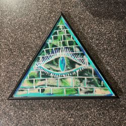 Framed All-Seeing Eye Pyramid Original Painting