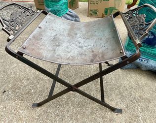 Beautiful Antique Oscar Bach Style Cast Iron Curule Base Bench