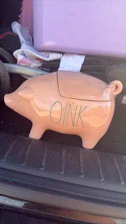 Rae Dunn OINK Ceramic Pig Cookie Jar