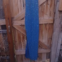 Gorgeous royal blue satin formal gown.