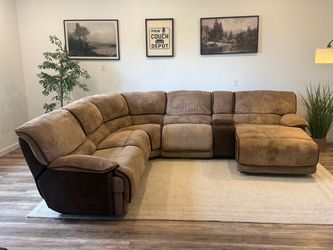 Tan corduroy sectional manual recliner sectional couch delivery available