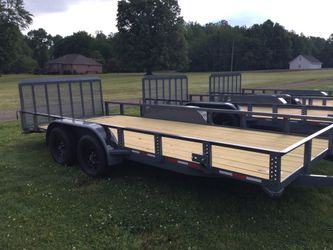 🔥Brand new upgraded 6’10”x18’ utility trailer with gray powder coat finish, very sharp