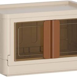 Plastic Storage Container, 34 Qt Large Capacity Folding Storage Bins, Stackable Storage Box with Lid and Lashing Buckles, Dorm Room Essentials, Space 