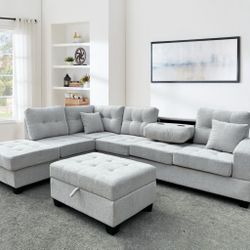 Brand New Sectional Sofa - Sofa Seccional con Ottoman Nuevo a Estrenar … Fast 🚚