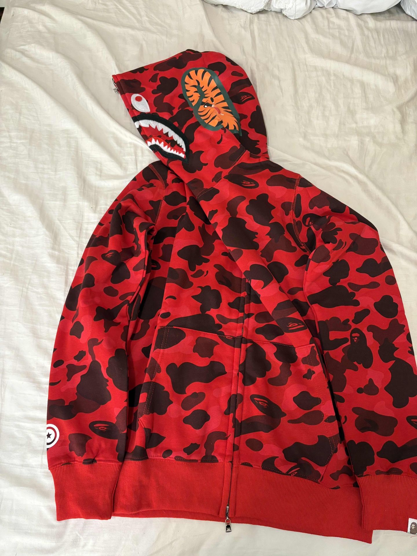 Bape Shark Hoodie Red Camo Full Zip Size M (New)