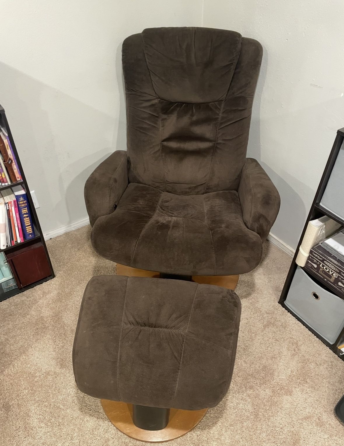 Brown Suede Rocker/ Recliner 