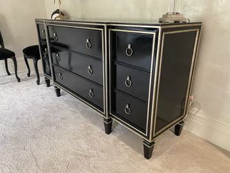 Marge Carson Dresser Black Silver