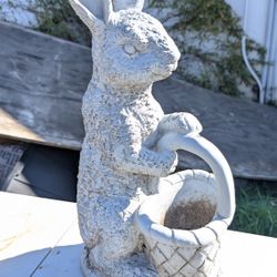 19.5" Vintage Concrete Bunny Rabbit Planter Statue Garden Decor

