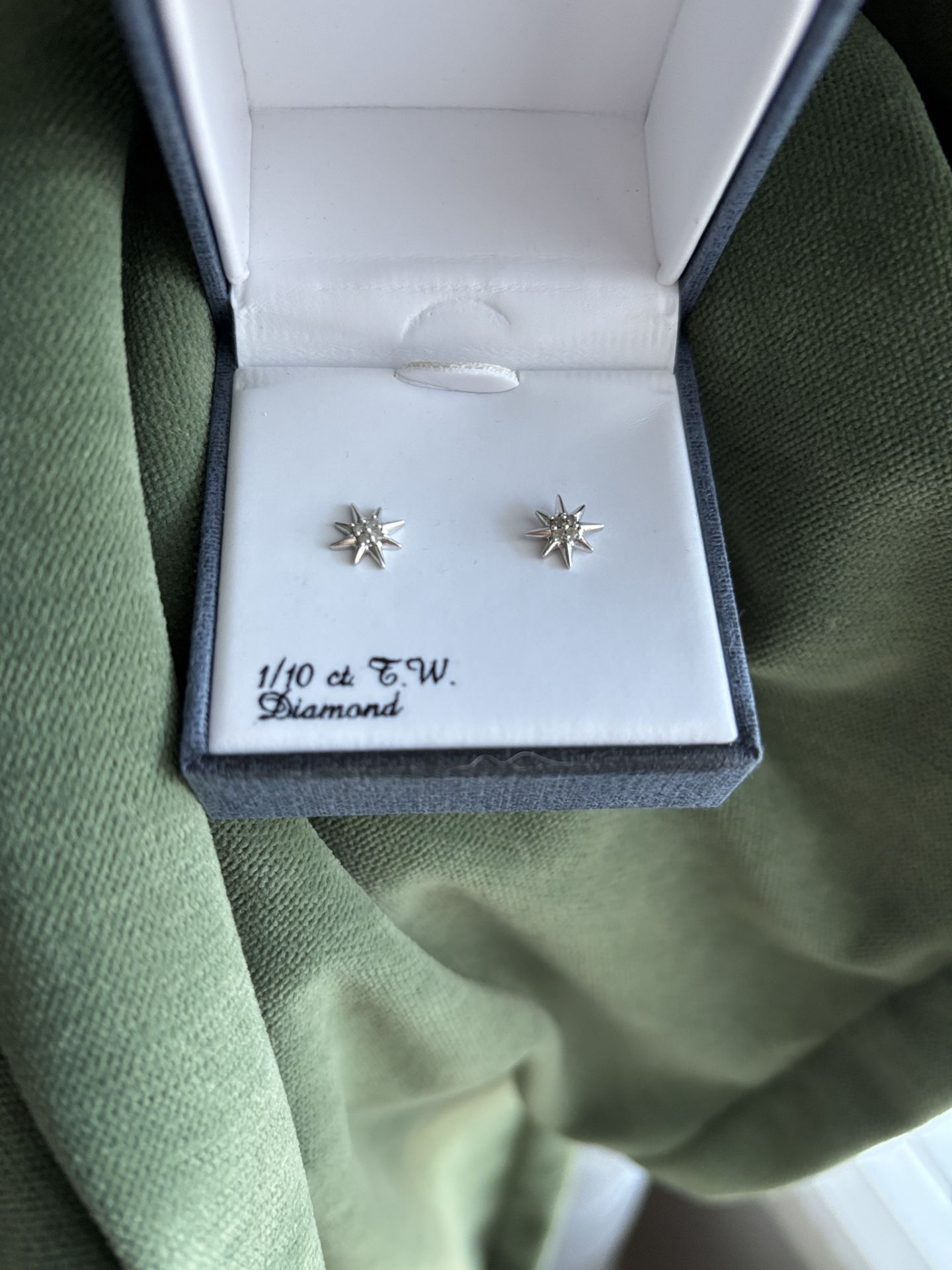 Sterling Silver Diamond Starburst Earrings