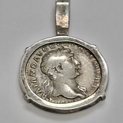 Marcus Aurelius Denarius Coin Silver Pendant