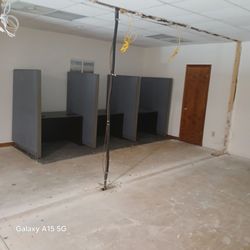 Gray Office Cubicle Workstations Set