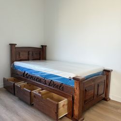 Twin Solid Wood Bed With 3 Drawers And Memory Foam Mattress $640