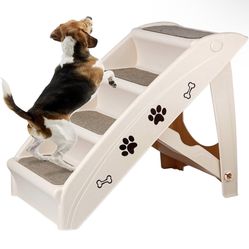 Foldable Pet Dog Stairs/Steps for Small Pet Dog/Cat, Safe and Durable Pet Ramp Stairs with Non-Slip Pads, for High Beds, Sofa, Car