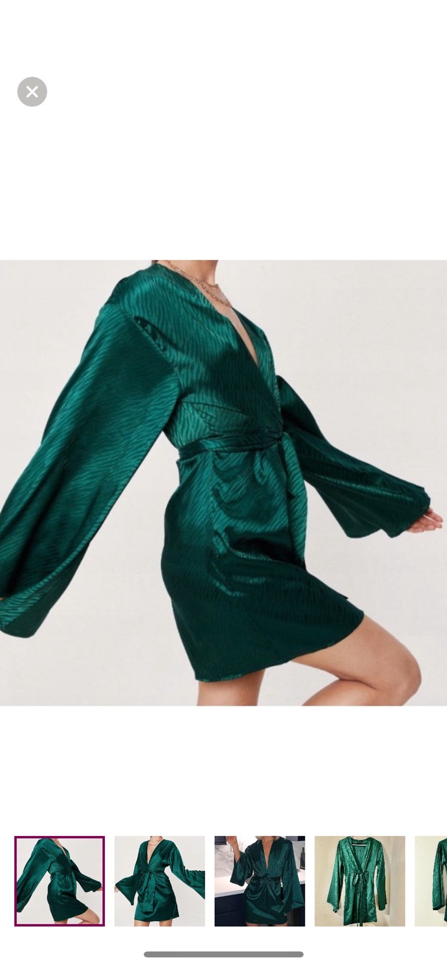 Wide sleeve Satin Dress Size 2 - Green - Nasty Gal
