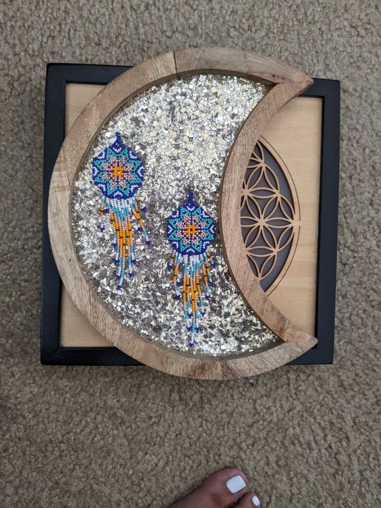 Beaded Feather Native American Style Earrings, Turquoise Feather Earrings, Boho Tribal Earrings, Star Medallion