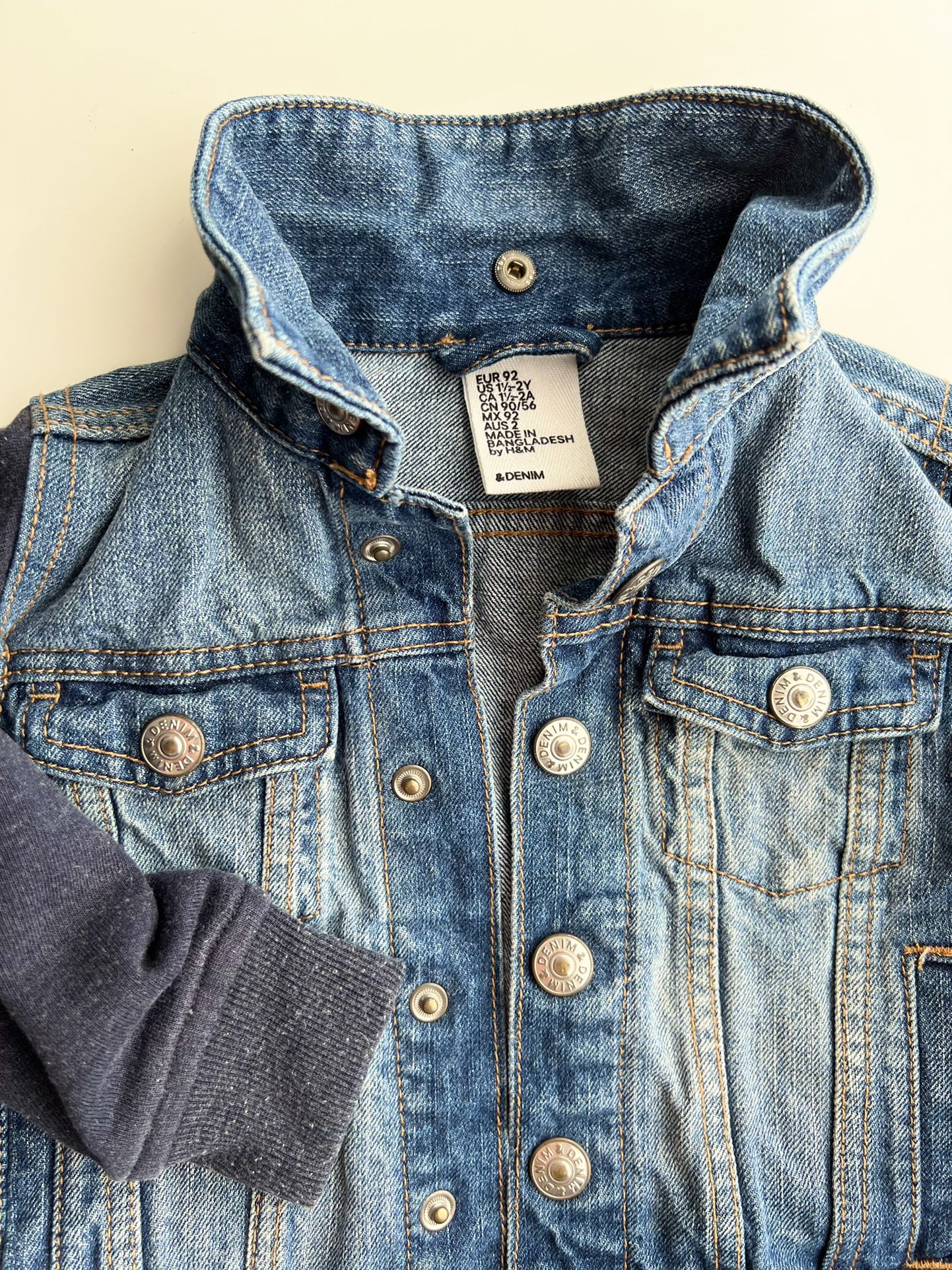 Boy’s Toddler H&M Denim 1 1/2 - 2 Yrs, 18-24 mo Cool Cute Jacket With Hoodie And Pockets 