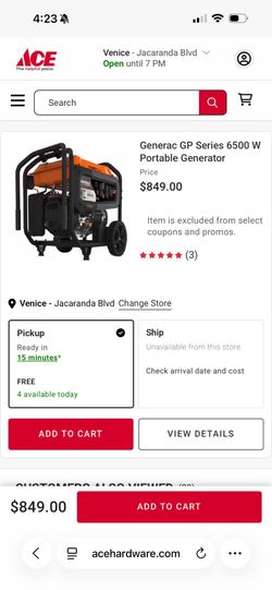 Generac gas generator - GP 5000