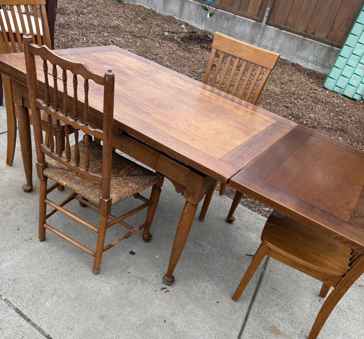 Wooden Table And 3 Wooden Chairs 