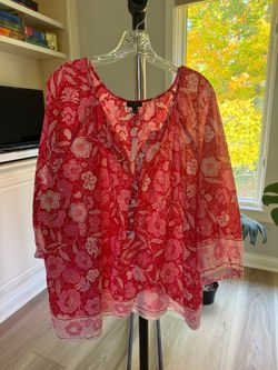 Talbots Plus Size 3X Floral Henley Blouse