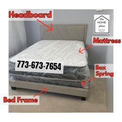 Comfy & Elegant Queen Bed Frame 🚨 Includes Mattress & Box Spring for ONLY $349. Ready for Delivery Today 🚛
