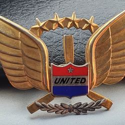 Vintage United Airlines Captains Hat Badge Pin 1950's  Aviation  Era