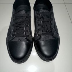 GUCCI 426189 GG Canvas Black Low Top Men's Sneakers - Size US 9 Pre Owned Mens