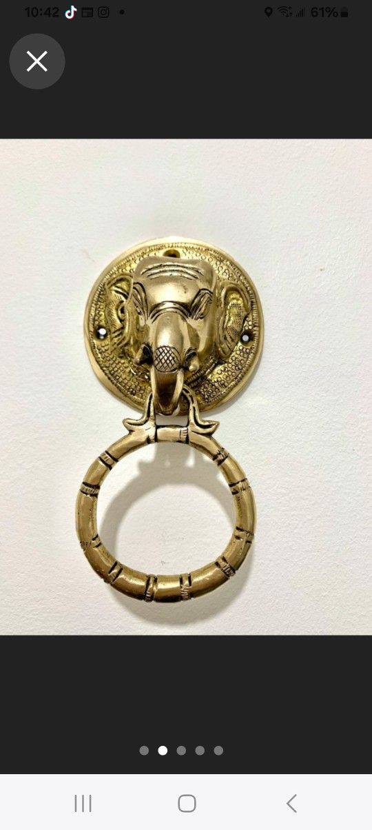 BRASS ELEPHANT FACE DOOR KNOCKER