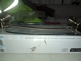 Delta towel bar/ hanging glass shelf