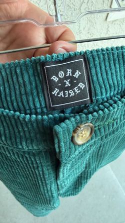 BXR BORN RAISED GREEN CORDUROY SHORTS SZ LARGE  SUPREME UNDFTD STUSSY NIKE DUNK