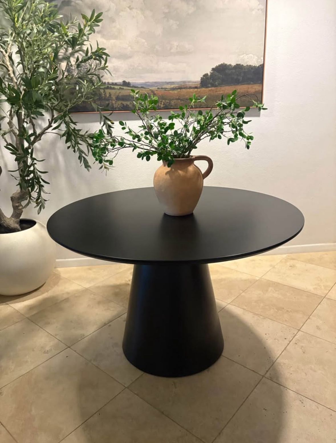 48” Black modern dining table