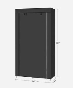 SONGMICS Clothes Storage Organizer w/ 6 Shelves & Hanging Rods - Black