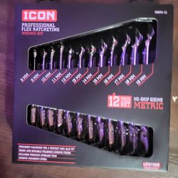 Icon Metric Flex-Head Ratcheting Wrench Set