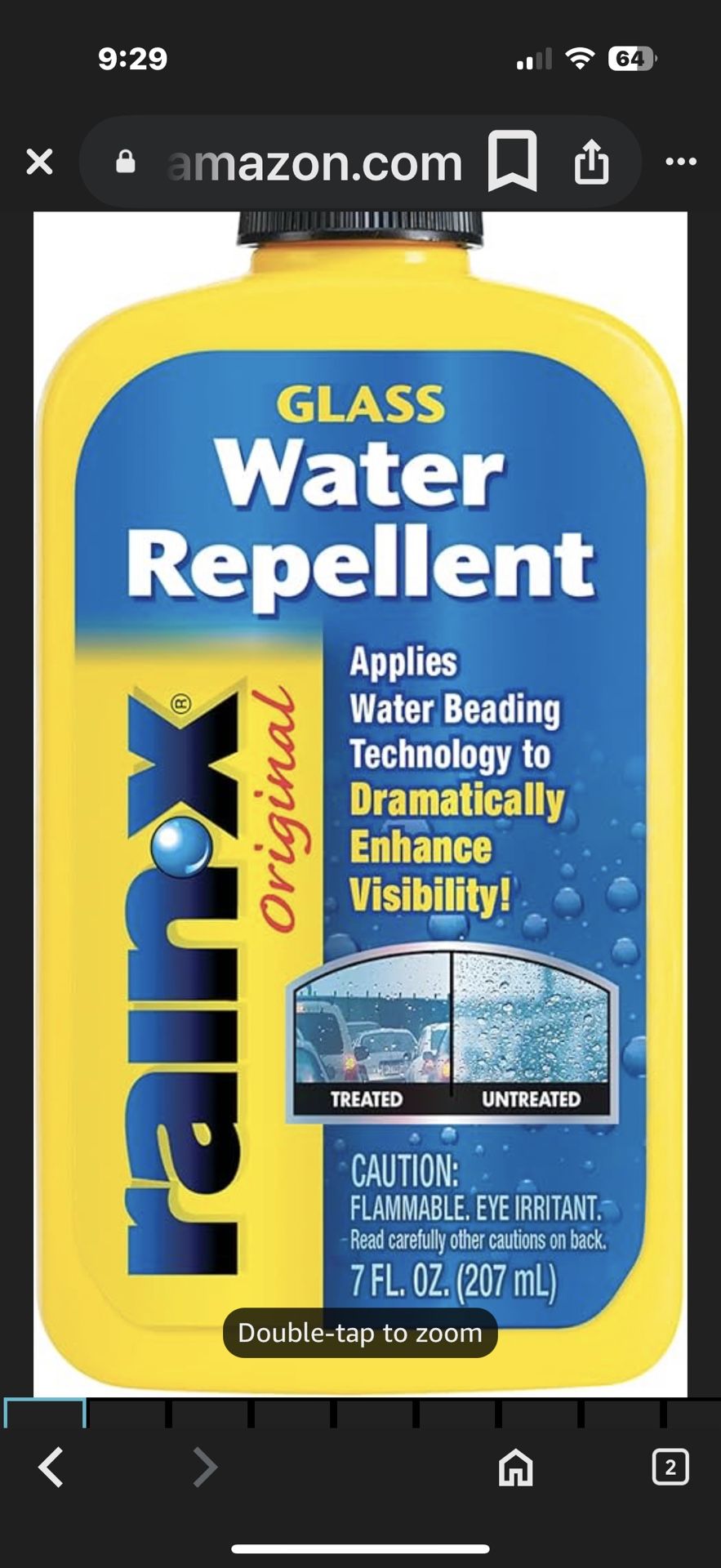 Rain X Water Repellent 7 Oz Bottles
